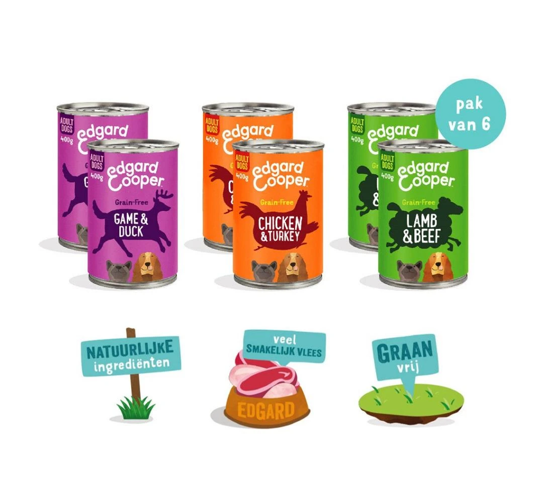 Edgard & Cooper Hondenvoer Kip, Wild, Lam 6 X 400 Gr - Image 2